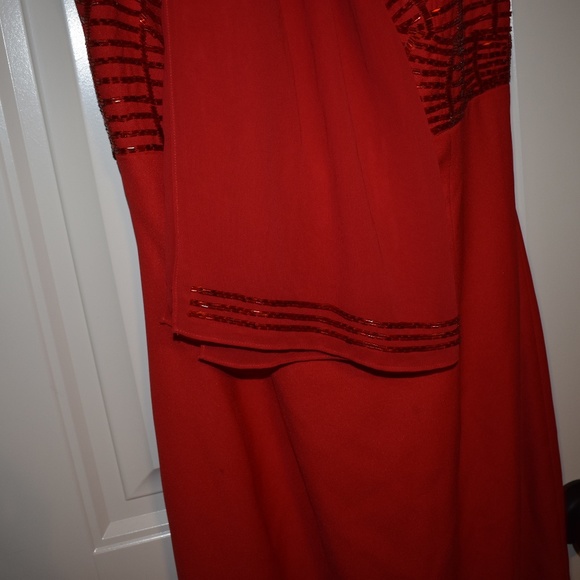 Red Beaded Evening Gown - Picture 4 of 4